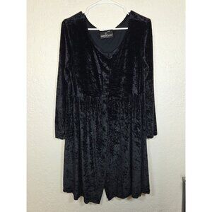 Vintage Carole Little Velvet Mini Shift Button Down Dress Long Sleeve